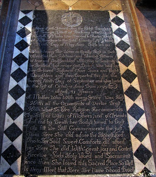529px-st andrew%2c kilverstone%2c norfolk - ledger slab - geograph.org.uk - 1700098